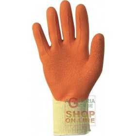 GLOVES COTTON POLYESTER PALM COVERED IN RUBBER COLOR ORANGE