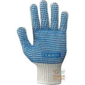 GLOVE COTTON POLYESTER WHITE PALM AND BACK COATED IN PVC COLOR