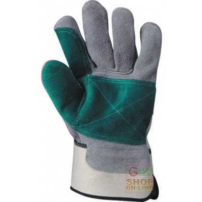 GLOVES SPLIT GROPPONE BACK CANVAS PALM GREEN REINFORCED TG 10