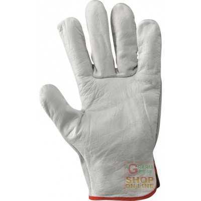 GLOVES BOVINE FLOWER EDGED BACK SPLIT WHITE COLOR TG 7 8 9 10 11
