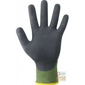 NYLON GLOVE PALM COVERED IN FOAMED LATEX COLOR GREEN BLACK TG 8