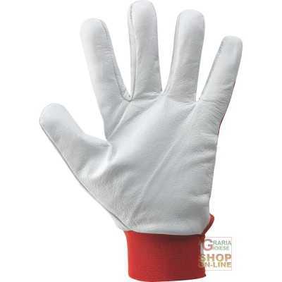 GLOVE PALM WHITE FLOWER BACK IN RED FLEECE FABRIC INTERNALLY TG