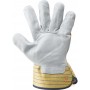 CALF LEATHER GLOVES BACK AND WHITE CANVAS HANDLE TG 10