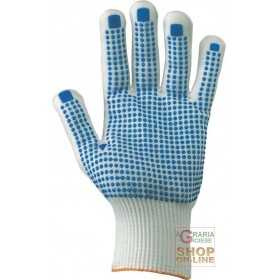 SYNTHETIC FABRIC GLOVE DOTTED PALM INTERIOR IN NYLON KNIT WRIST