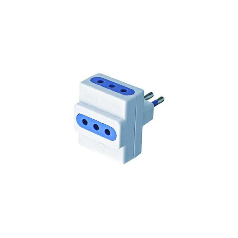 DOUBLE SOCKET TRIPLE 10A ADAPTER WITH EARTH