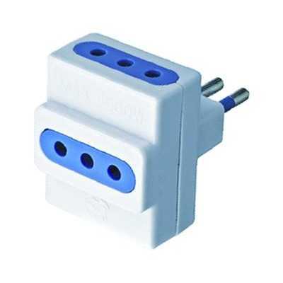 ADATTATORE DOPPIA PRESA TRIPLO 10A CON TERRA 