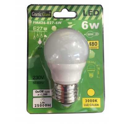 LAMPADINA A LED LUCE CALDA 3000K 480 LUMENS E27 6W 