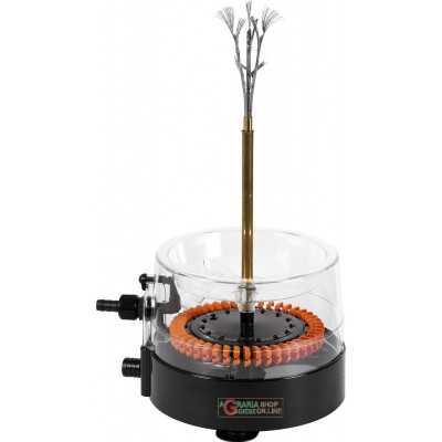 TURBINE HYDRAULIC BOTTLE WASHER WITH ROTATING METALLIC BRUSHES