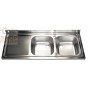 LAVELLO COM 2 VASCHE DX CON APPOGGGGIO IN ACCIAIO INOX CM. 120 