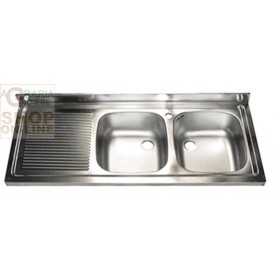 SINK COM 2 BOWLS DX WITH STAINLESS STEEL SUPPORT CM. 120