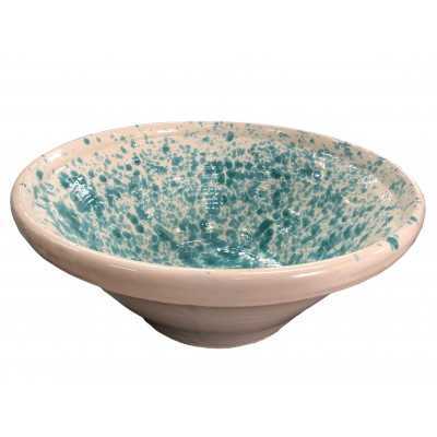 LIMBA IN CERAMICA SMALTATA VERDE E BIANCA MEDIA CM. 34x15h. 