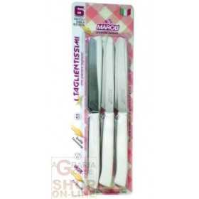 MARIETTI TABLE KNIVES TOOTHED ROUND TIP WHITE PCS. 6