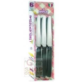 MARIETTI TABLE KNIVES TOOTHED ROUND TIP BLACK PCS. 6