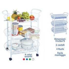 MAX TROLLEY C / WHEELS 3 BASKETS-4COL.ASSOR