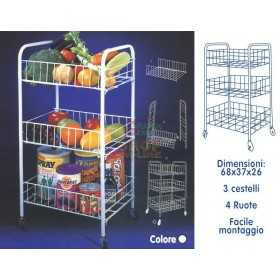 MAX TROLLEY WITH WHEELS 3 BASKETS WHITE