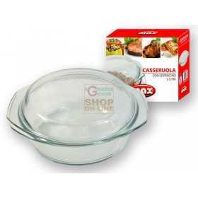 MAX CASSERUOLA VETRO C/COPERCHIO 