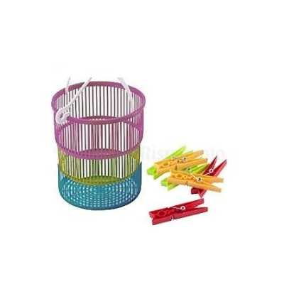 MAX BASKET WITH 10 PLASTIC CLOTHES FOR LAUNDRY