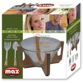 MAX WOODEN GLASS SALAD BOWL 32X32 H17
