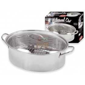 MAX OVAL ROASTER 36X26 H.9CM GLASS COVER BOMB