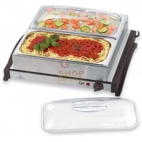 MAX STAINLESS STEEL WARMER 2 PLACES WITH COVER