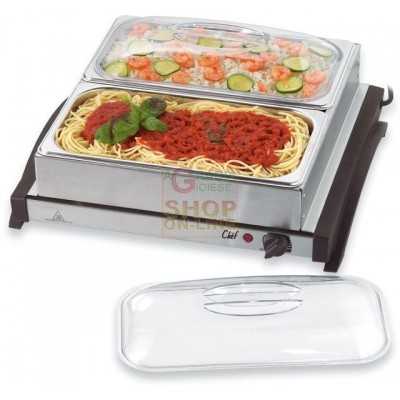 MAX STAINLESS STEEL WARMER 2 PLACES WITH COVER