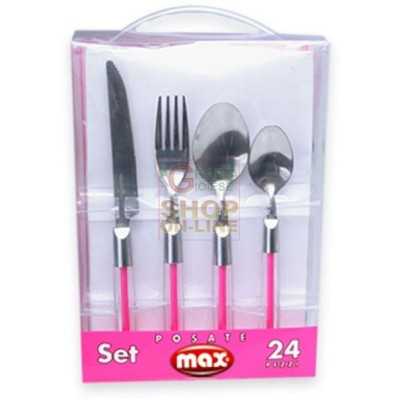 MAX SET 24 POSATE E COLORI ASSORTITI TRASP. 