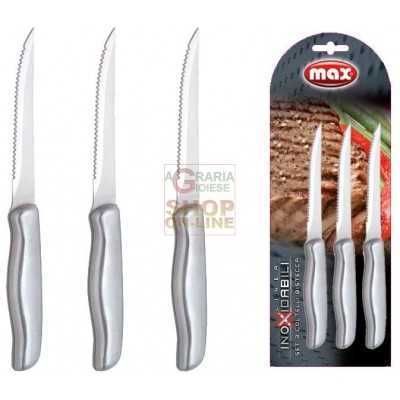 MAX SET 3 COLTELLI BISTECCA INOXIDABILI 