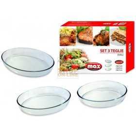 MAX SET 3 TEGLIE OVALI 4-3.2-2.4LT VETRO 