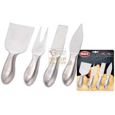 MAX SET 4 COLTELLI FORMAGGIO INOXIDABILE 
