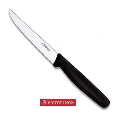 VICTORINOX KNIFE CORRUGATED SERRATED POINTED STEAK WITH BLACK
