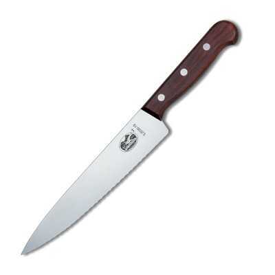 VICTORINOX KITCHEN KNIFE WAVY BLADE WOODEN HANDLE 5.2030.19