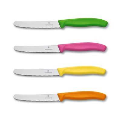 VICTORINOX SET OF 4 COLORFUL CORRUGATED KNIVES