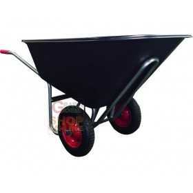 VIGOR BIG WHEELBARROW WITH 2 WHEELS BLACK PLASTIC BATH LT. 240