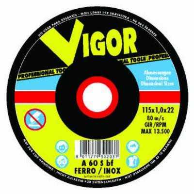 VIGOR ABRASIVE WHEELS FOR IRON WITH DEPRESSED CM. 230X6,4X22