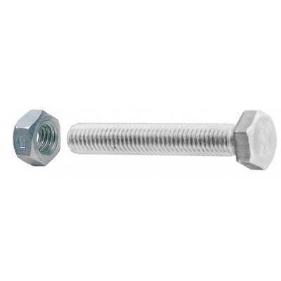 VITI A METALLO IN ACCIAIO ZINCATO TESTA ESAGONALE 8x80 CON DADI