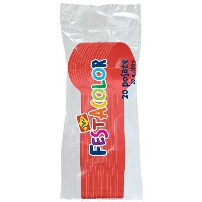 BIBO 20 CUCCHIAI IN PLASTICA ROSSA FESTACOLOR 