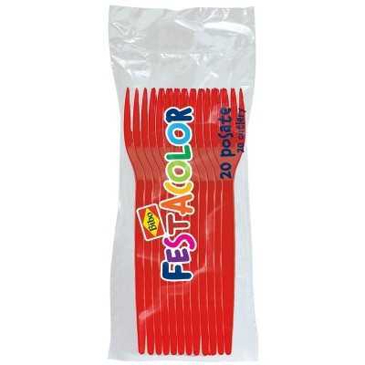 BIBO 20 FORCHETTE IN PLASTICA ROSSA FESTACOLOR 