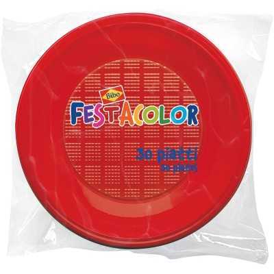 BIBO 30 PIATTI ROSSI ROTONDI FONDI IN PLASTICA DIAM. 21 CM. 5 