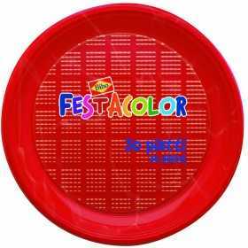 BIBO 30 ROUND RED PLASTIC PLATES DIAM. 21.5 CM.