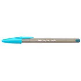 BIC Cristal fine tip pen in light blue metal