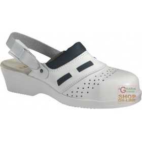 WOMEN'S LEATHER CLOG WITH WHITE STRAP TG 35 41