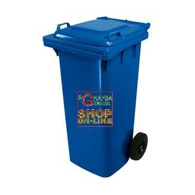 BIDONE NETTEZZA URBANA QUADRATO CON RUOTE LT. 120 BLU 