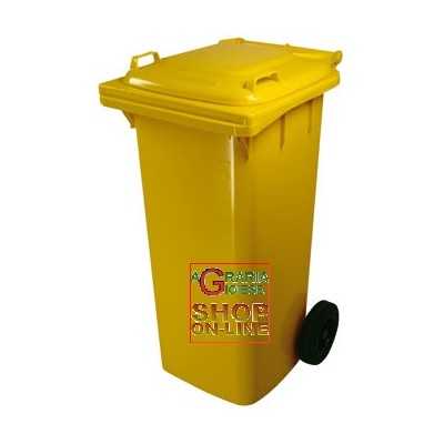 BIDONE NETTEZZA URBANA QUADRATO CON RUOTE LT. 120 GIALLO 