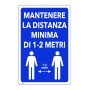 CARTELLO SEGNALE PLASTICA DISTANZA MINIMA 1-2M 300x200 mm. 