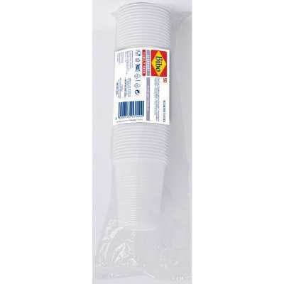 BIBO 50 BICCHIERI PLASTICA BIANCA CC. 200
