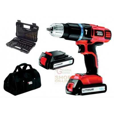 BLACK AND DECKER DRILL WITH 2 LITHIUM BATTERIES 18 V MOD.