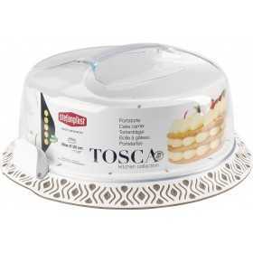 Portatorte Tosca in plastica con campana trasparente Bianco