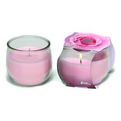 ALADINO CANDELA PROFUMA AMBIENTE 30H FRAGRANZA ROSA 120 GRAMMI VASETTO IN VETRO
