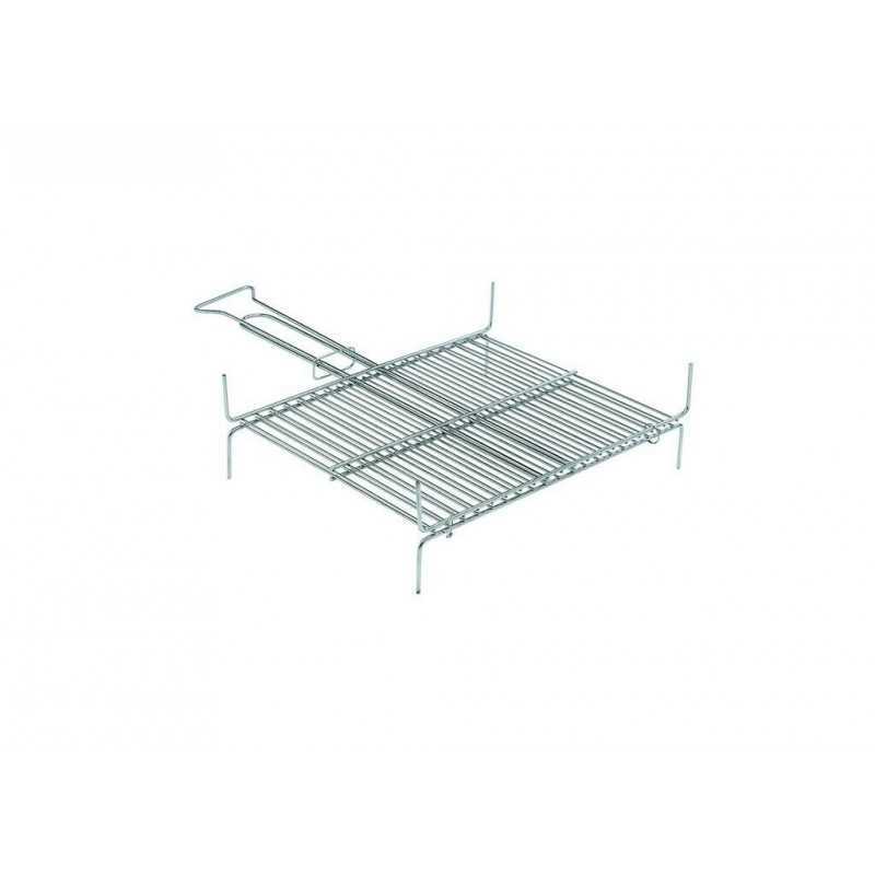 Graticola Acciaio Cromato Bombata 22x27 Cm Con Piedi E Manico, Design Incrociato Per Grigliate E Forno, EMPOTEC