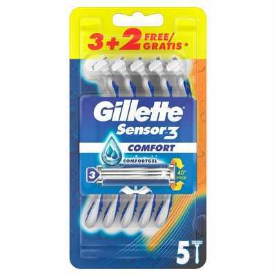 Gillette Sensor3 Comfort Rasoio da Uomo Usa e Getta PZ. 3+2
